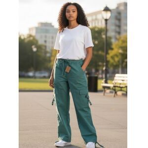 Venezia Women's Aqua Teal Cropped Cargo Pants - Size 14